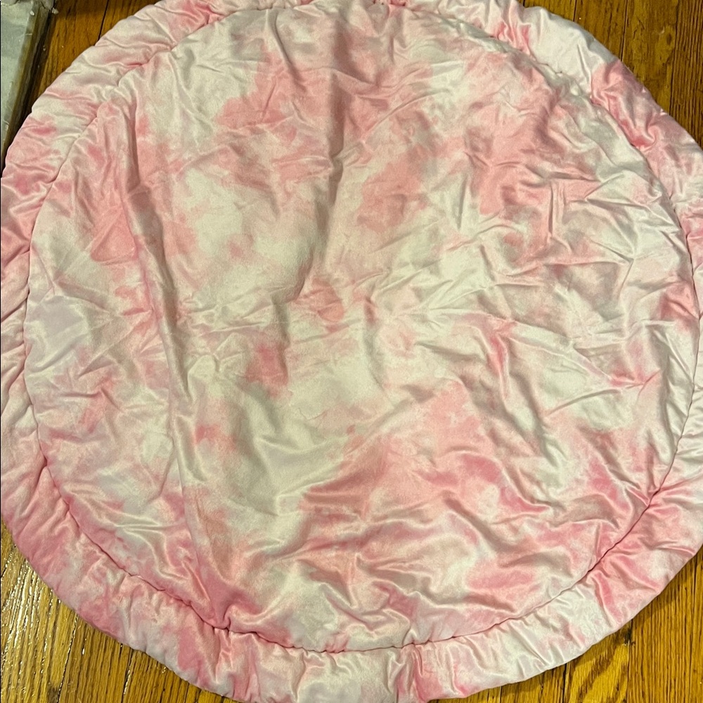 Pink and White Tie-Dye Round Blanket